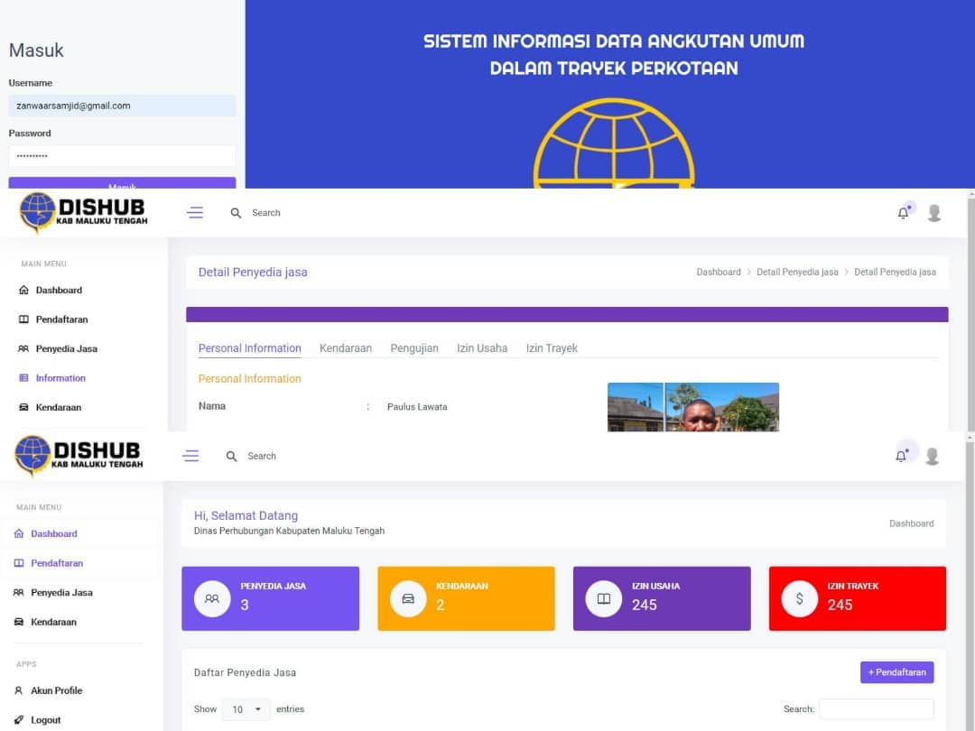 Tampilan Sistem Informasi Pengujian Kendaraan