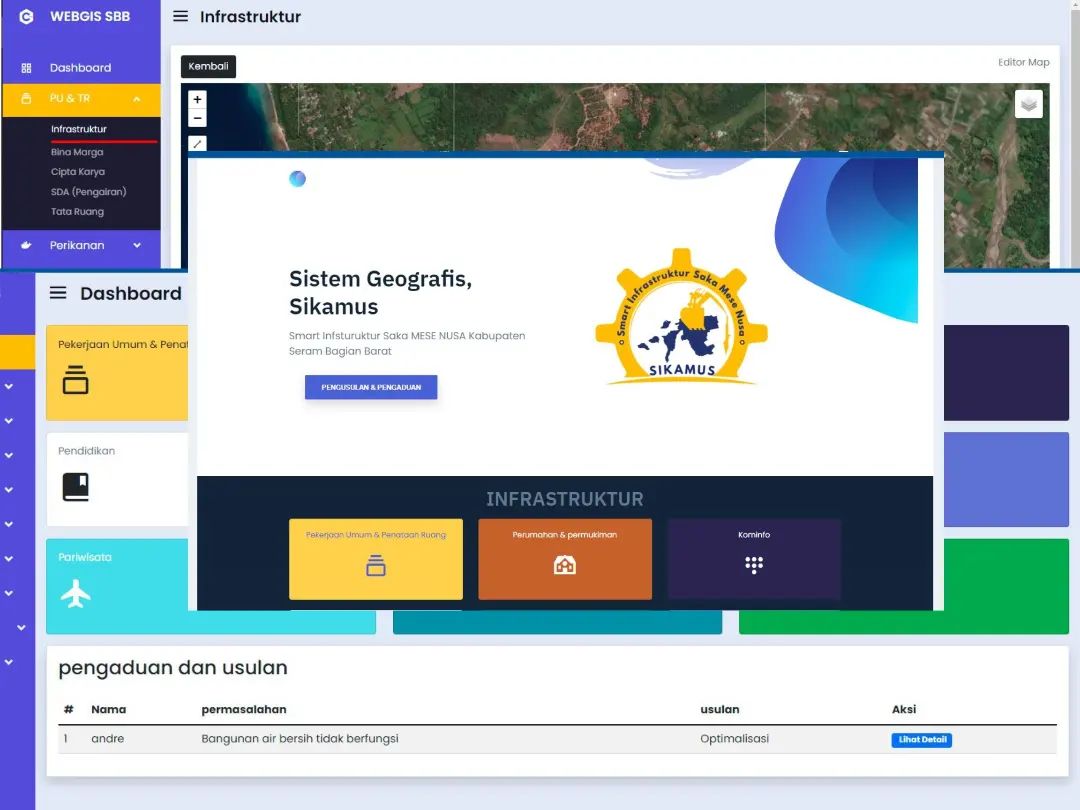 Peta pengaduan pada Sistem Geografis Sikamus