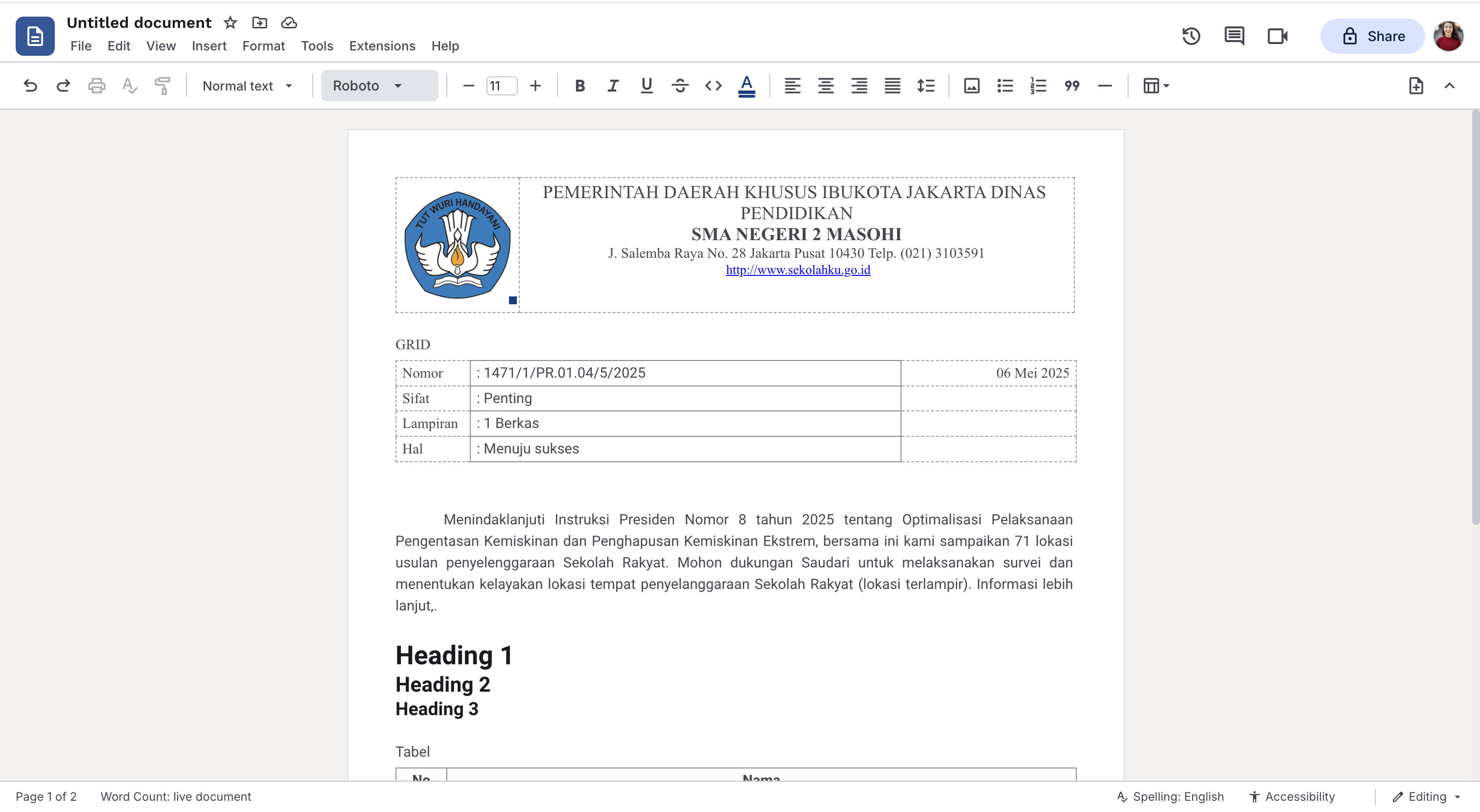 Tampilan editor dokumen ala Word yang dibangun dengan tiptap-docs-kit